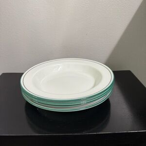 Vintage 4 Steelite International England Green Ring Serving Bowl